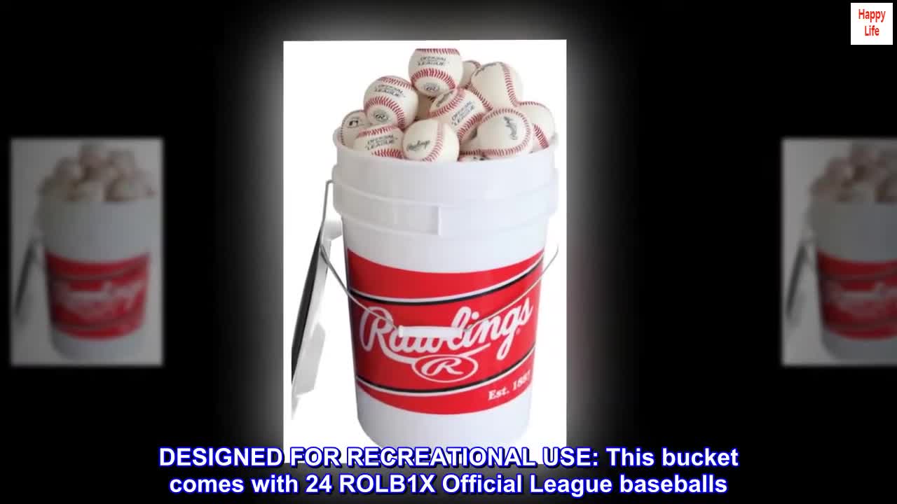 Close-up of the Rawlings ROLB1X baseball bucket with baseballs inside.