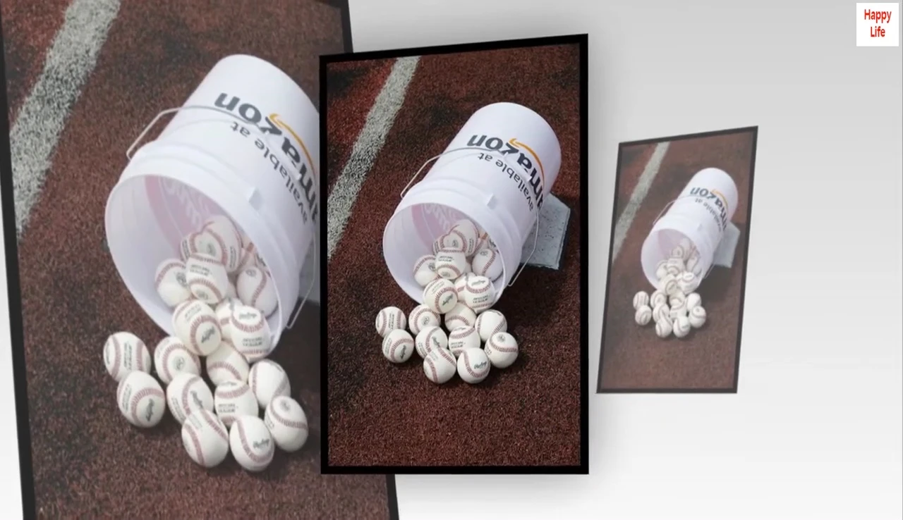 The baseballs individually wrapped inside the bucket