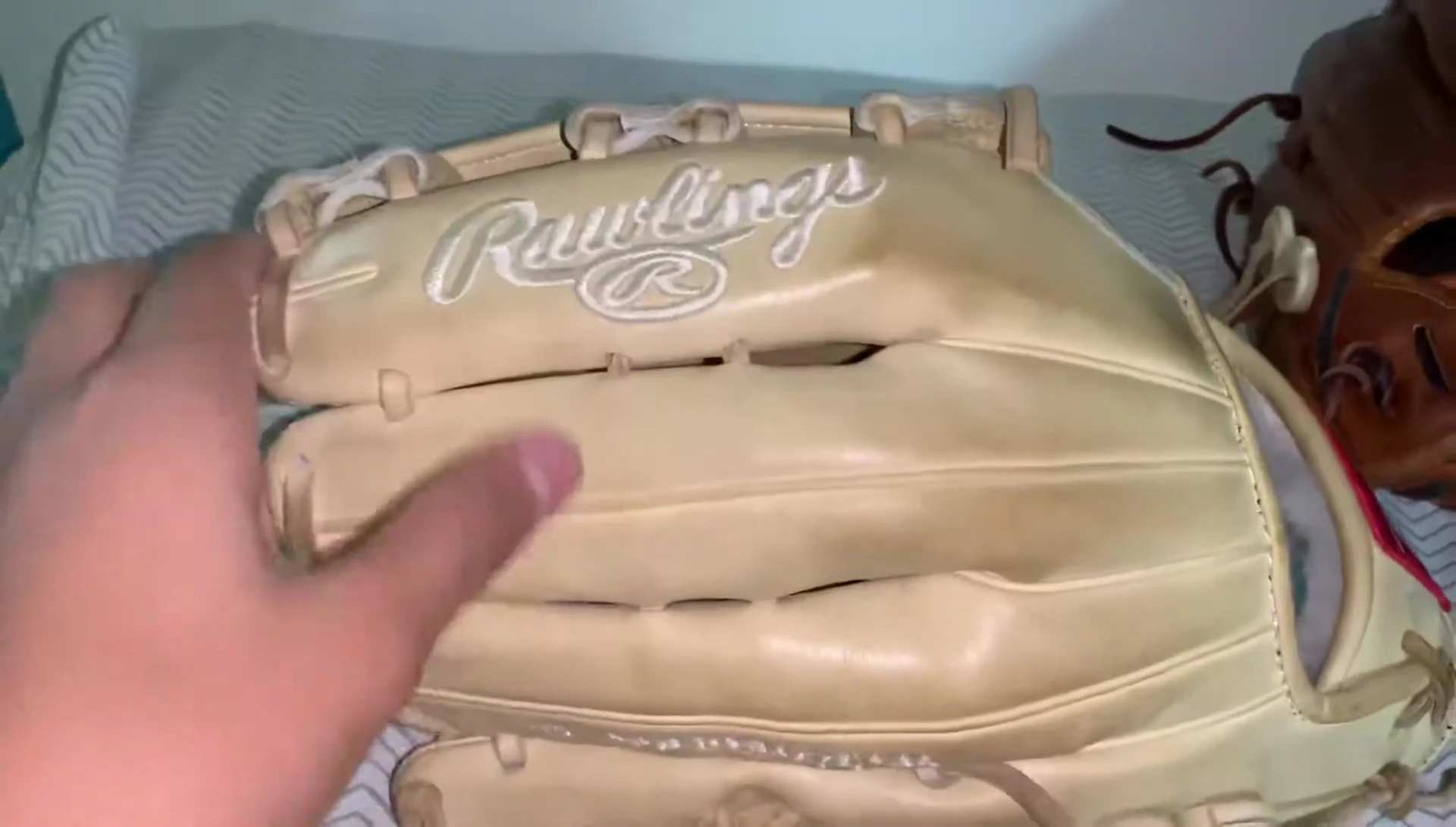 Close-up of Rawlings Pro Preferred glove showcasing the smooth leather