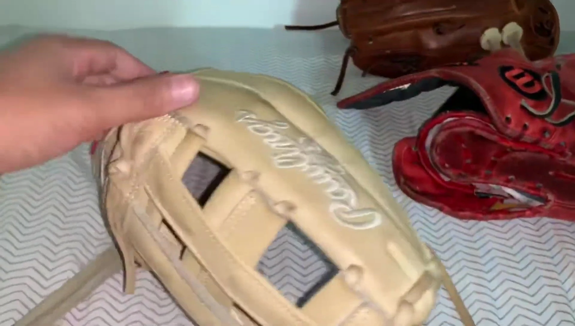 Interior shot of Wilson glove, highlighting the lining