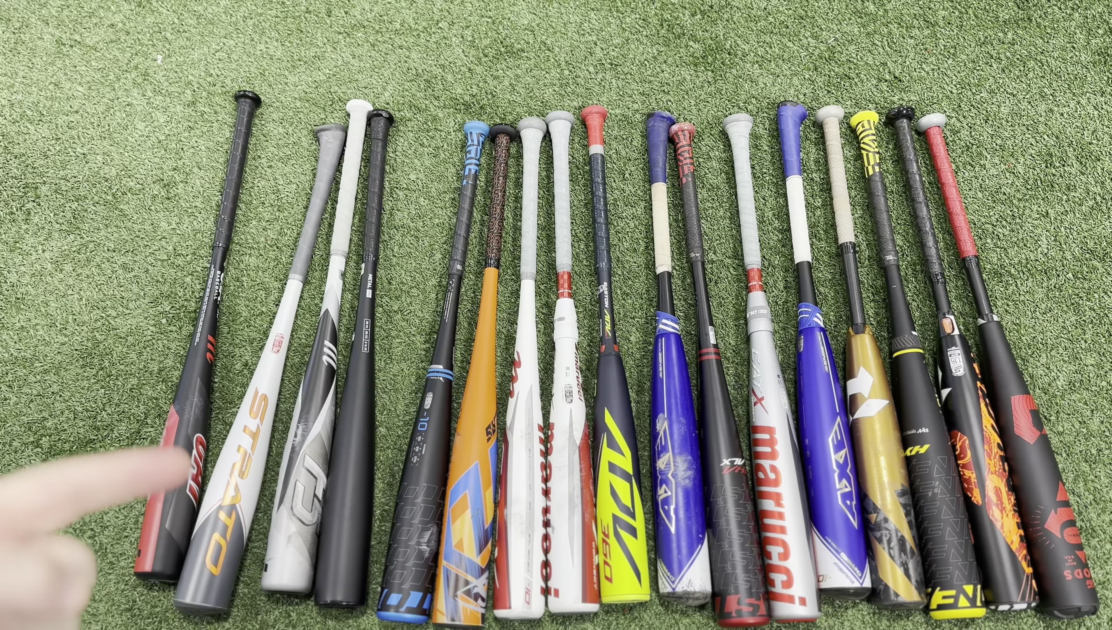 Close-up of different bats