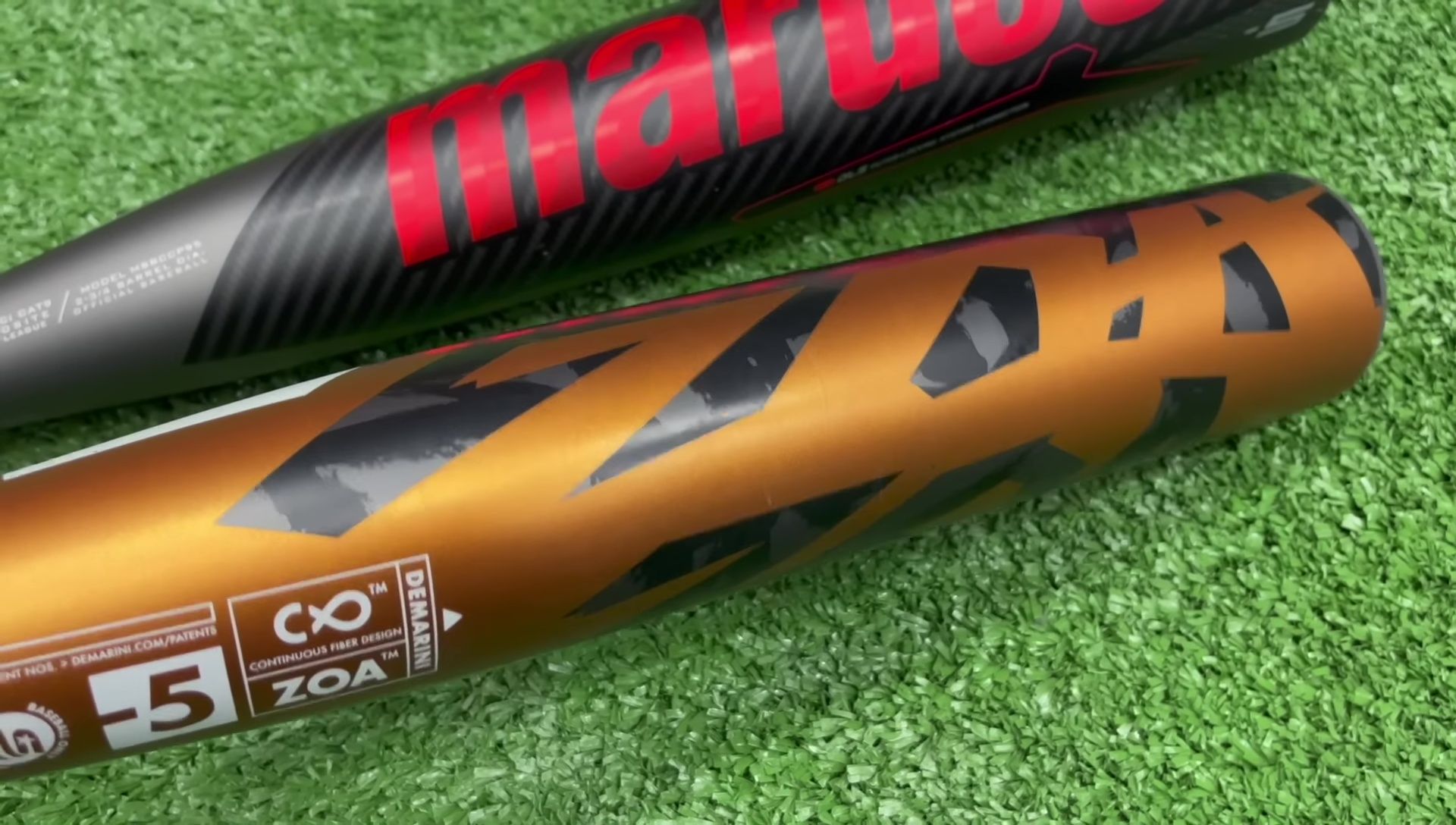 Close-up of the DeMarini ZOA barrel showing minor wear