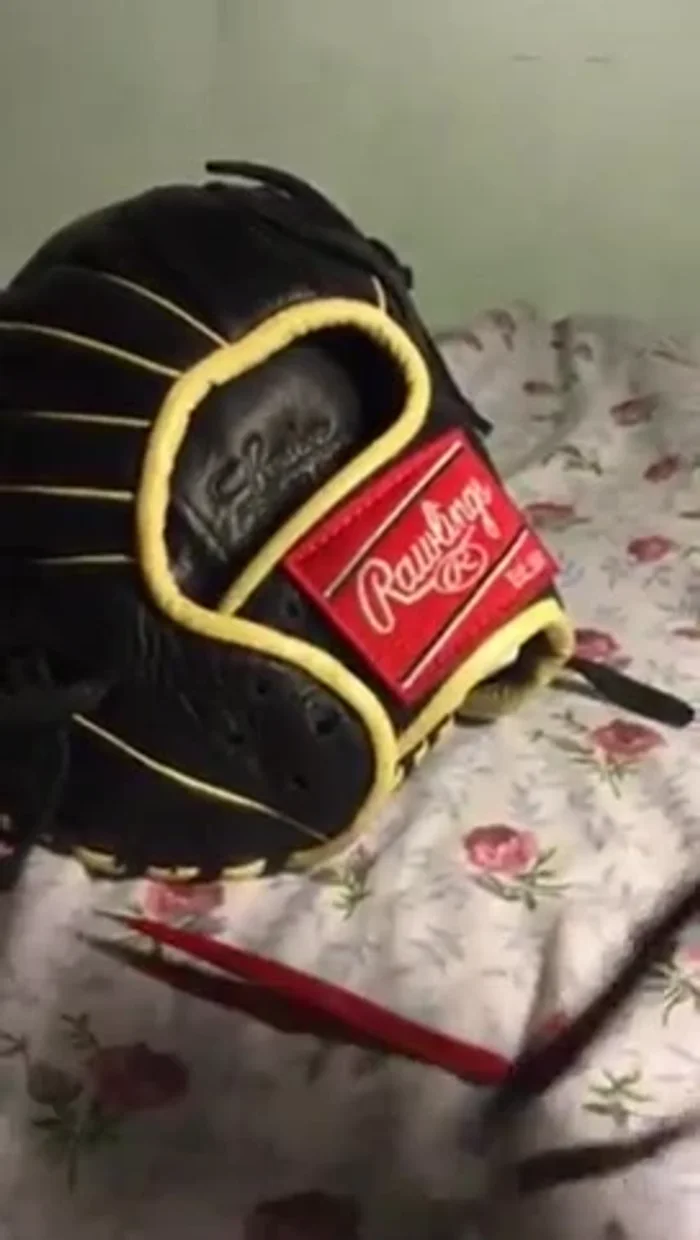 Cut your lace. There are four holes on the glove's wrist strap.