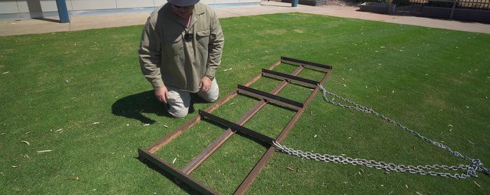 Drill holes in the center sections for chain attachment.