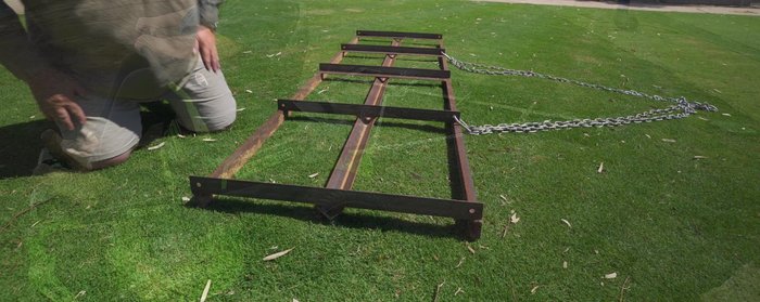 Drill holes in the center sections for chain attachment.