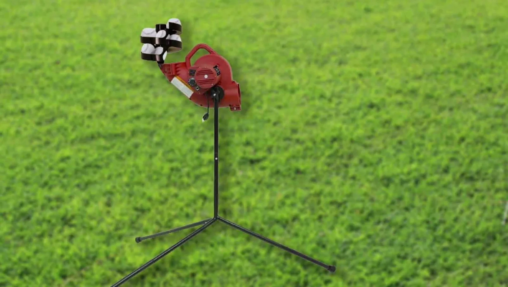 Close-up of the Heater Sports pitching machine