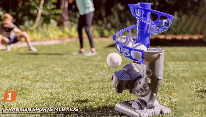 Review of Franklin Sports Baseball Pitching Machine - Simple, compact, and portable machine ideal for young players. Adjustable pitching angle and includes six durable plastic baseballs.