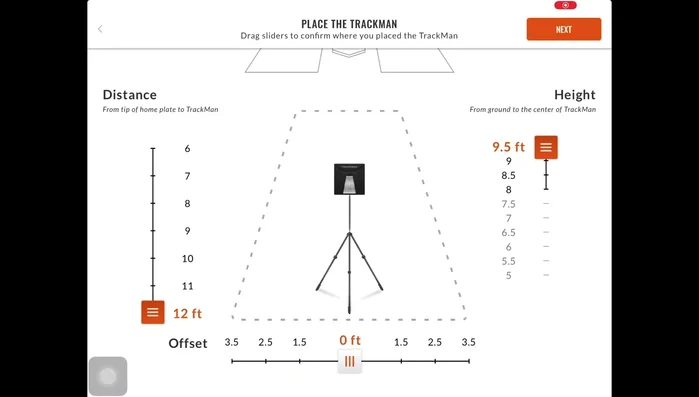 If using standard setup, you can skip step 4. For a standard setup, measure the distance from the pitcher's rubber to the tip of home plate (within one foot of accuracy). Adjust the height of the rubber (within one foot of accuracy).