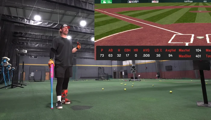 Analyze the results (63 at-bats, average exit velocity, max distance) to assess the bat's performance after the repair.