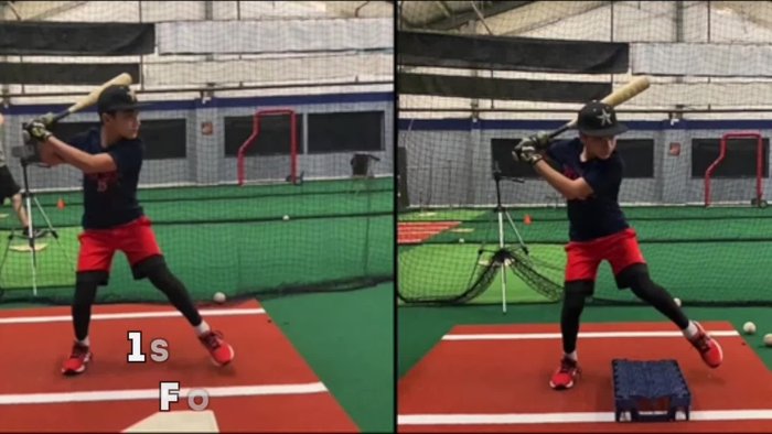 Analyze the initial swing: Identify wasted movements and inefficient bat path. Note the straightening of the lead arm before the bat starts moving (8.65).