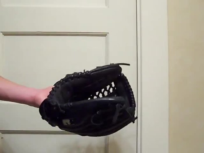 Gather your materials: baseball glove, rag/sock/sponge, and glove oil (or substitute).