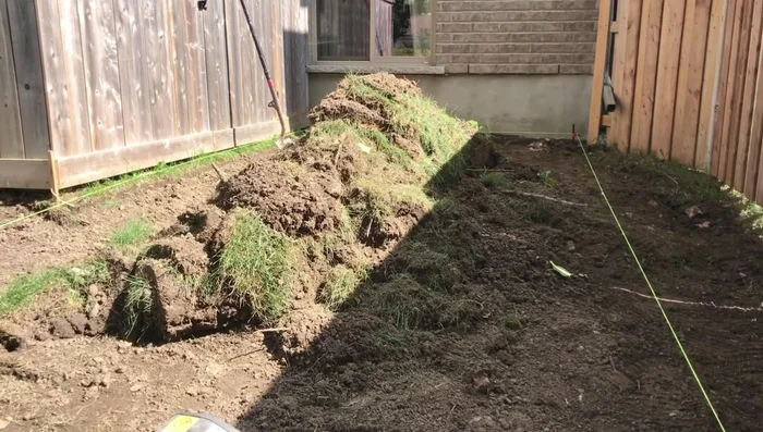 Use string lines to ensure uniform subgrade and proper slope (1/8 inch to 1/4 inch per foot).