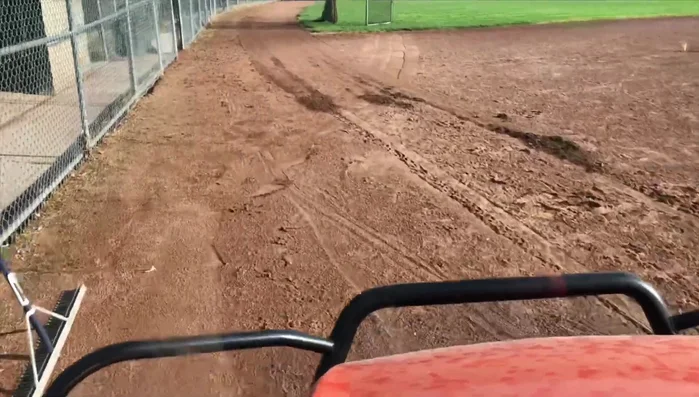 Initial Pass Around the Infield: Make one complete pass around the entire infield to level the outer perimeter.