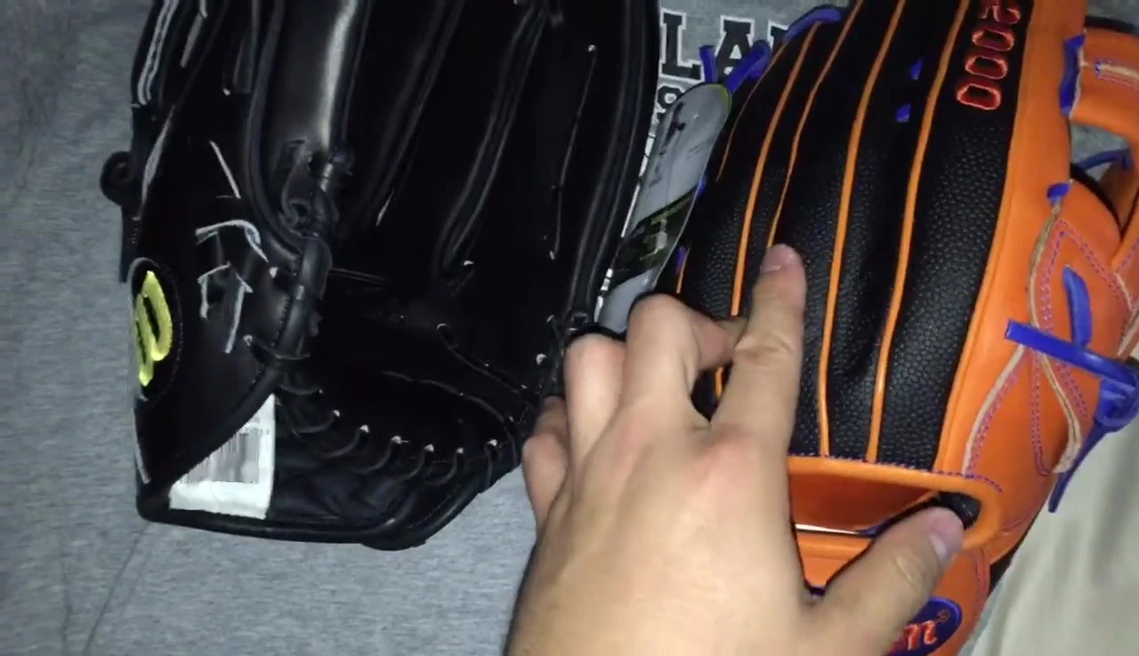 Close-up examination of the thin leather of the A2000 1799 glove.