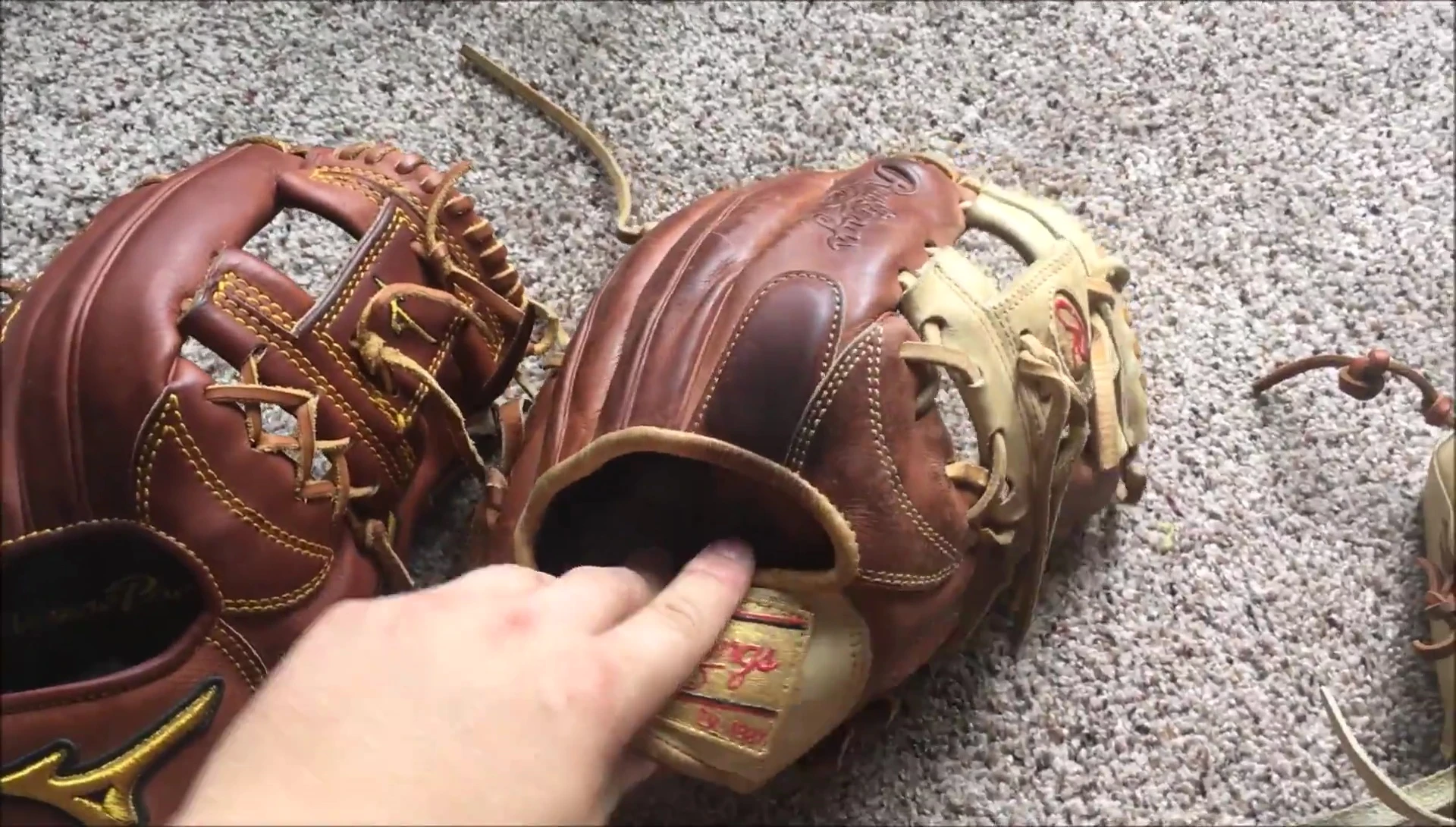 Close-up showcasing the lacing of the Rawlings Pro Preferred.