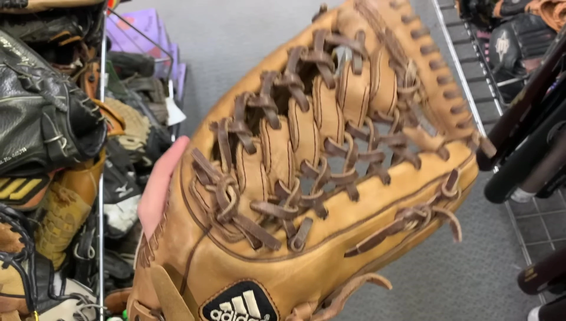 Shot of a unique glove web design from Play It Again Sports