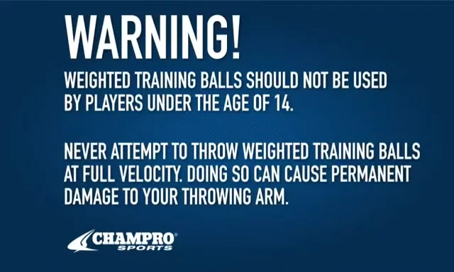 Warning against throwing weighted balls at full velocity.