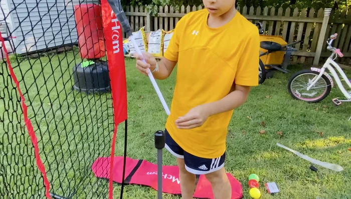 Adjust the position of the hitting target as needed.