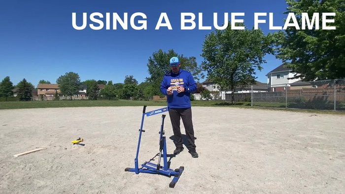 Secure the machine to the ground using stakes to hold the front foot.