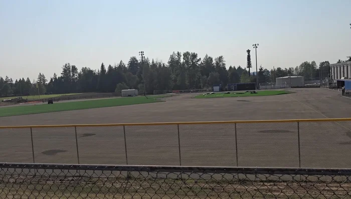 Spread granules. Granules were spread across the turf to help with weight and cushioning.