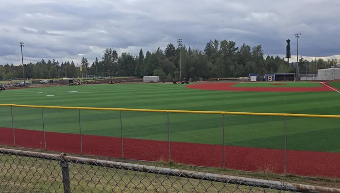Spread granules. Granules were spread across the turf to help with weight and cushioning.