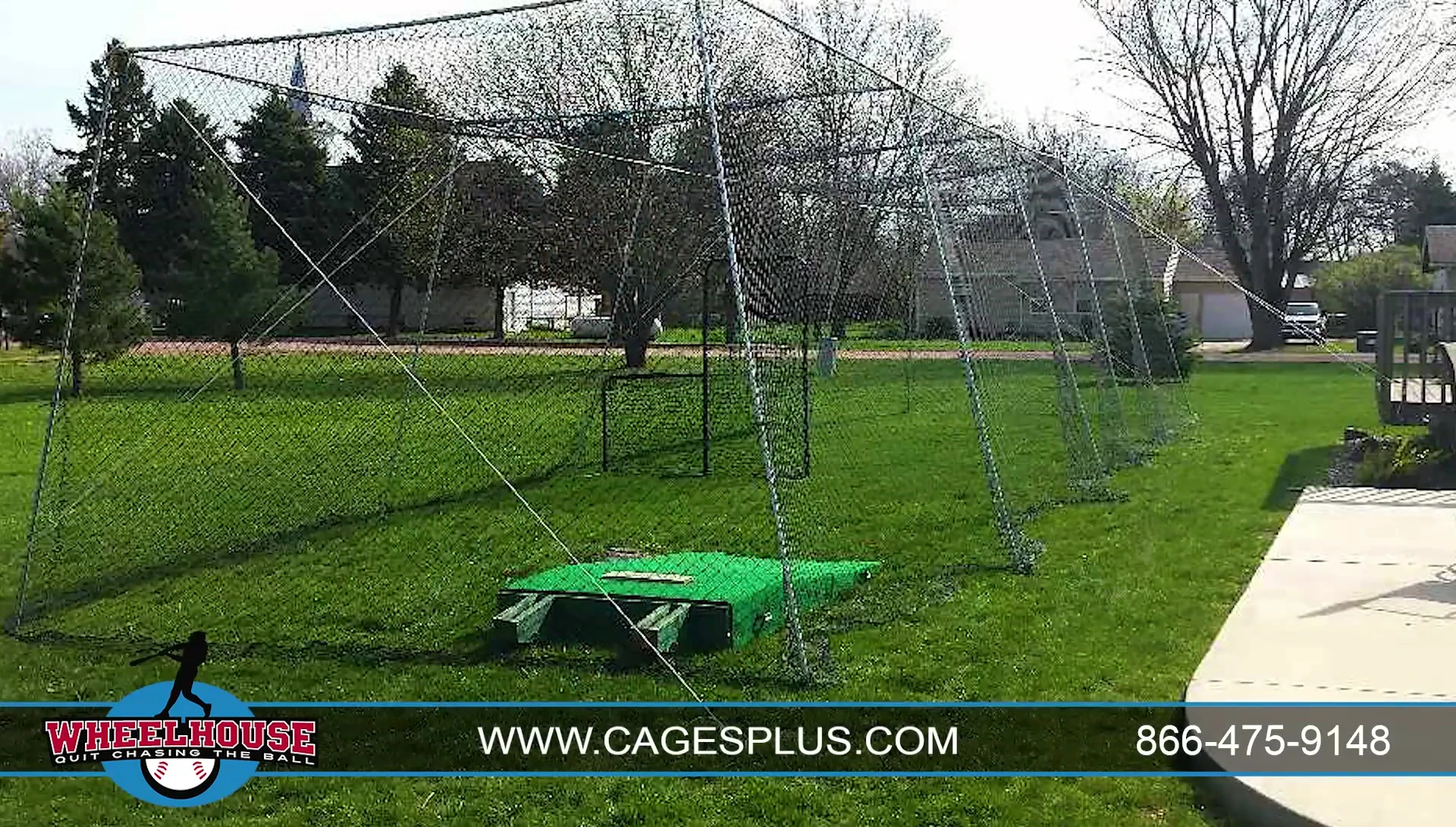A close up showing the cage's adaptability to different backyard setups
