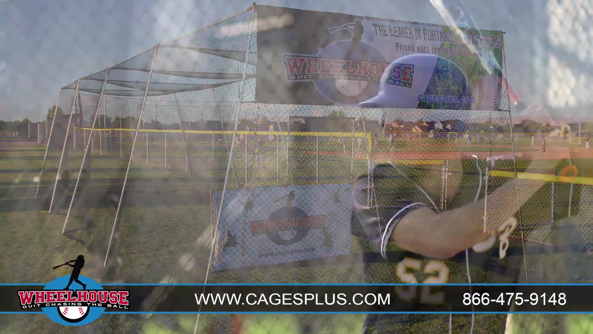 Shot showing the ease of portability and setup of the batting cage.