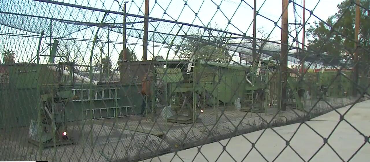 Close-up shot of the original batting cages machines.