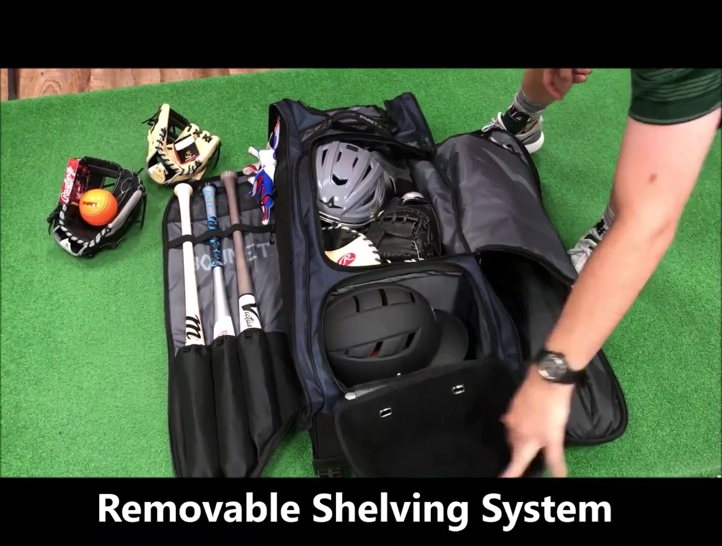 Interior view showing the packed bag with remaining space