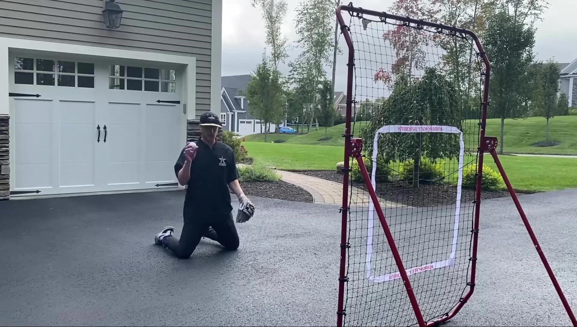 Player demonstrating a one-handed forehand fielding technique