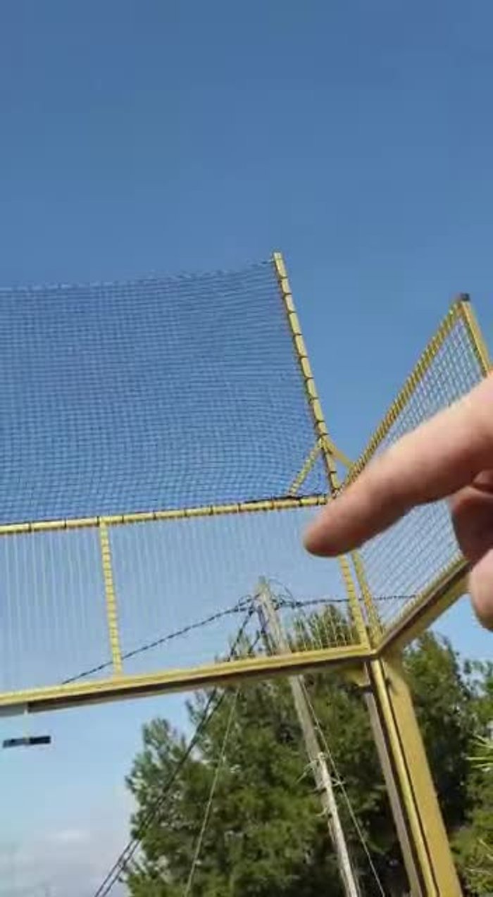 Securely fasten the net using screws to connect the sections (corner and main).