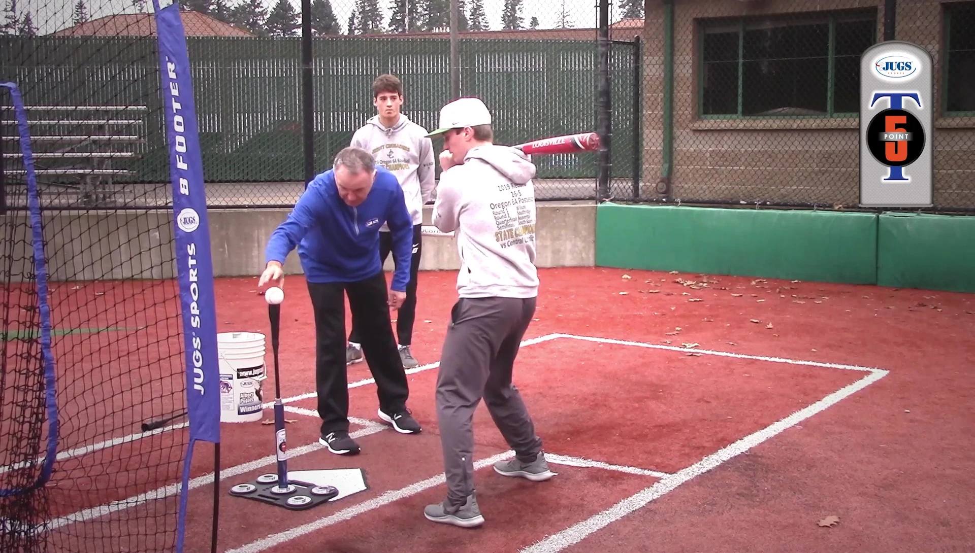 Batter hitting the ball after the footwork drill.