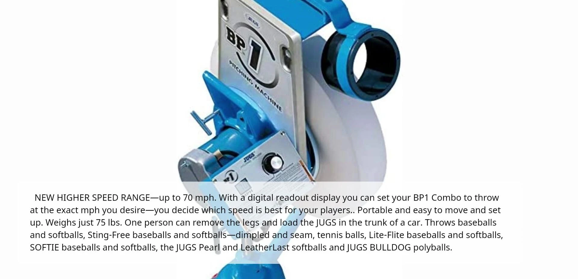 Person easily moving the Jugs BP1 pitching machine