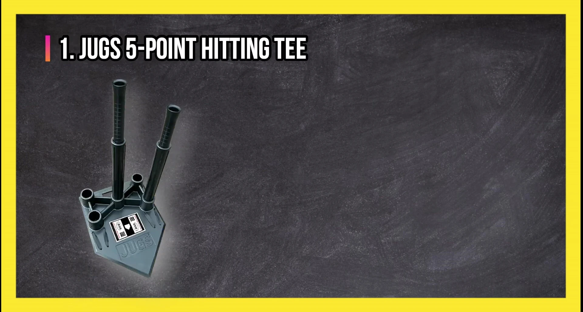 A detailed view of the Jugs Five Point Hitting Tee, emphasizing its unique five-post design.