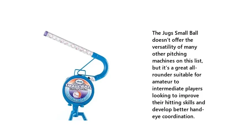 Image emphasizing the hand-eye coordination benefits of the Jugs Small Ball machine