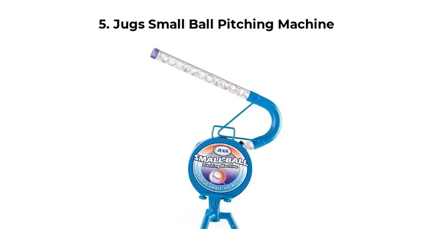 The Jugs Small Ball Pitching Machine shown in action