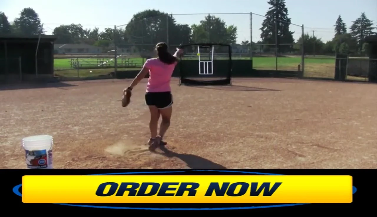 Mackenzie Jean Cole highlighting the screen's versatility for hitting and fielding drills.