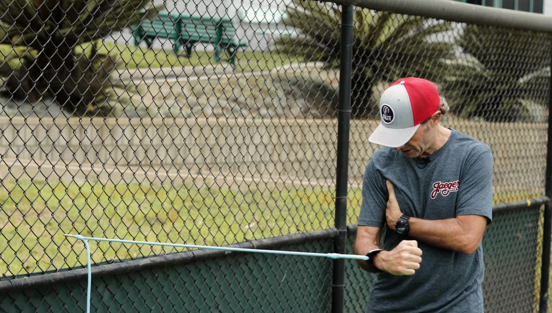 Instructor showcasing the arm movement and 45-degree angle