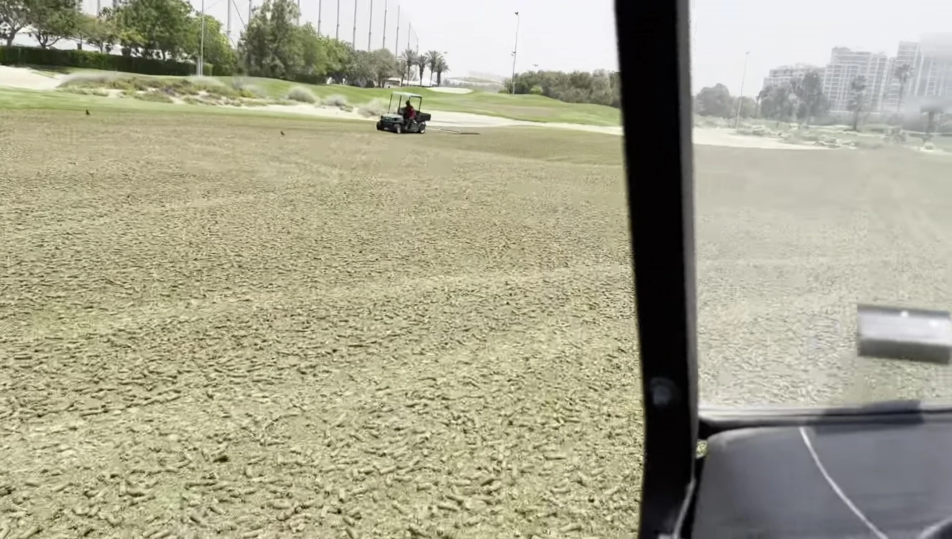 The Drag Mat in action, showing smooth movement across the lawn