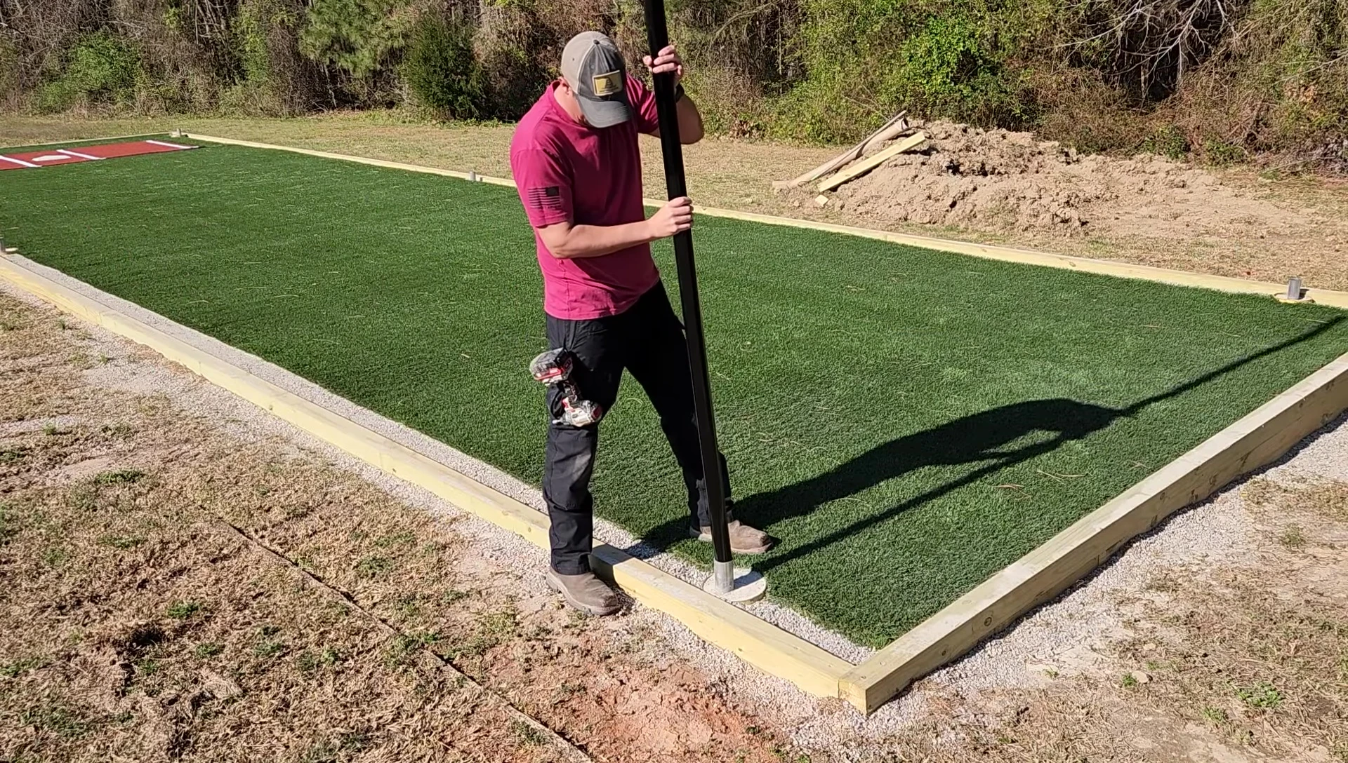 Installing the poles and arches.