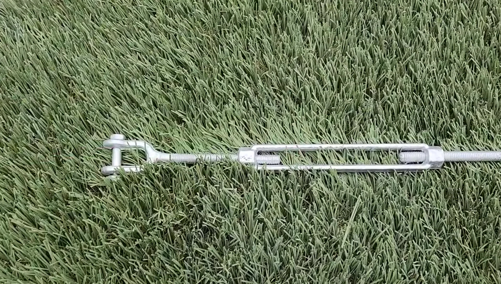 Preparing the turnbuckles and cables.