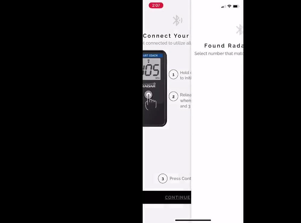 Instruction on how to connect the radar to the app.