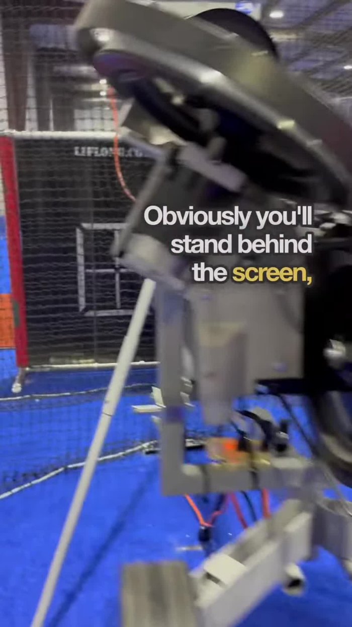 Turn the pitching machine on. Set the bottom wheel two numbers higher than the top wheel (e.g., 3 and 5) to achieve optimal backspin for ball flight.