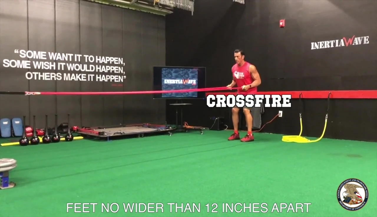 User demonstrating the initial two-handed Crossfire