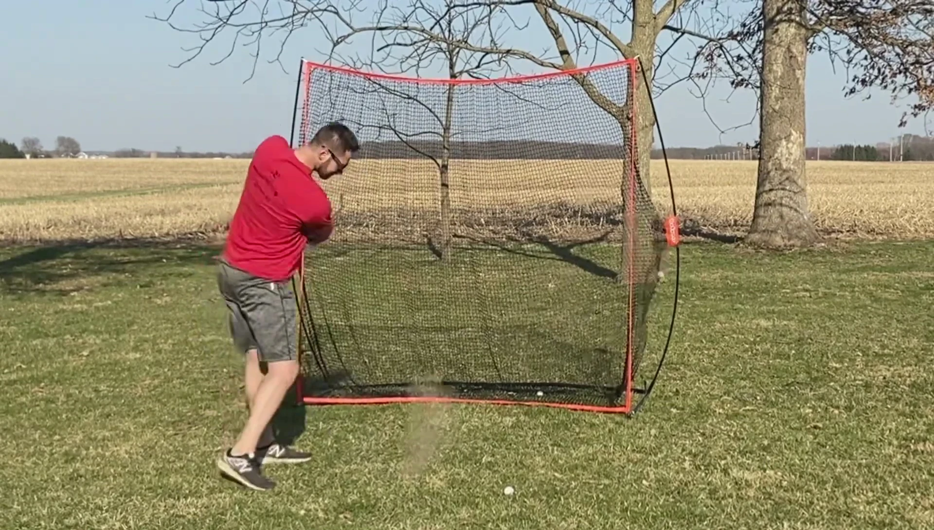 Close-up of the net material and frame.