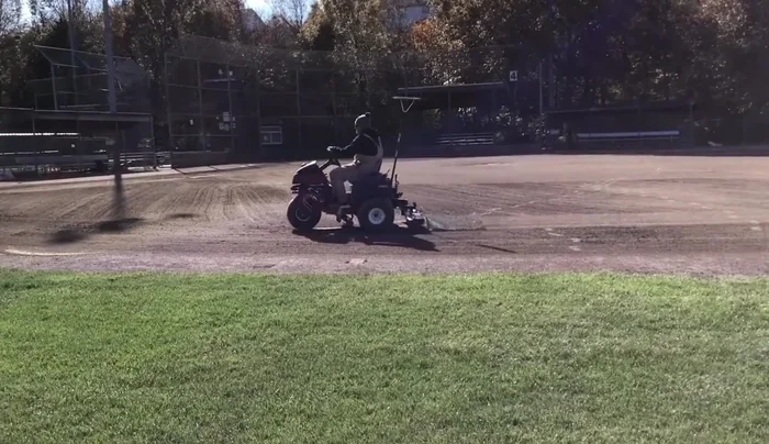 Leave the lip area alone to avoid disturbing the transition between the infield and outfield.